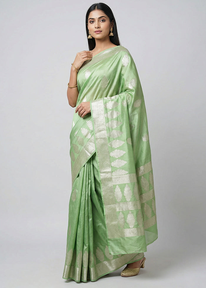Green Cotton Saree With Blouse Piece