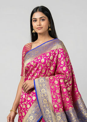 Pink Uppada Silk Saree With Blouse Piece