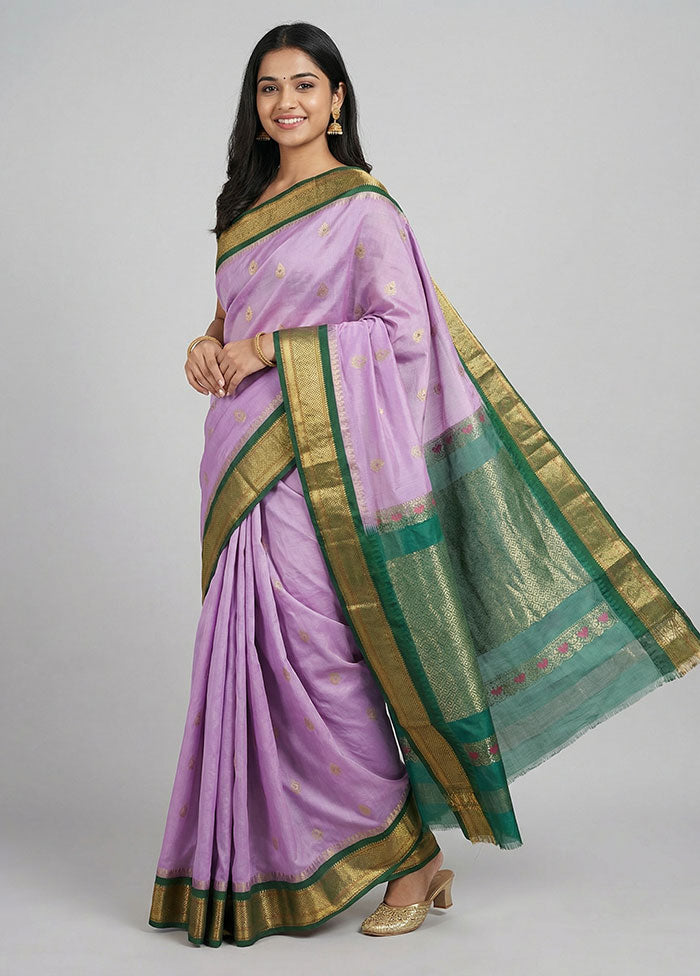 Purple Gadwal Silk Saree Without Blouse Piece
