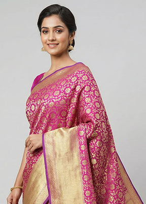 Purple Uppada Silk Saree With Blouse Piece