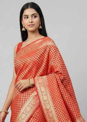 Red Uppada Silk Saree With Blouse Piece