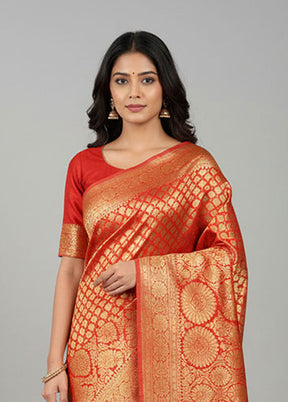 Pink Uppada Silk Saree With Blouse Piece