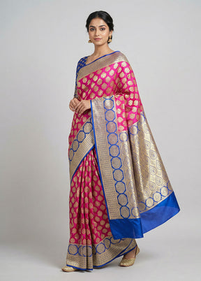 Pink Uppada Silk Saree With Blouse Piece
