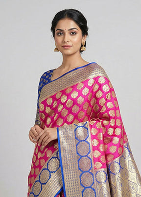 Pink Uppada Silk Saree With Blouse Piece