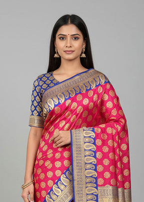 Pink Uppada Silk Saree With Blouse Piece