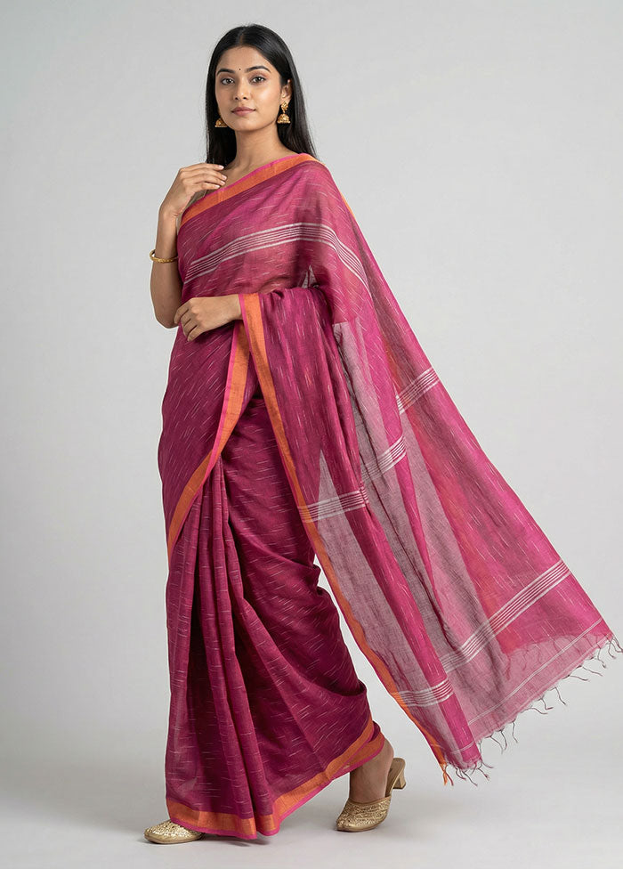 Purple Matka Silk Saree With Blouse Piece
