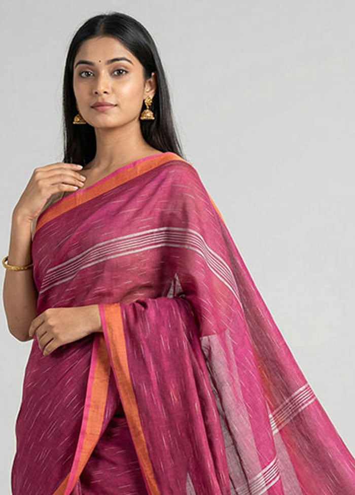 Purple Matka Silk Saree With Blouse Piece