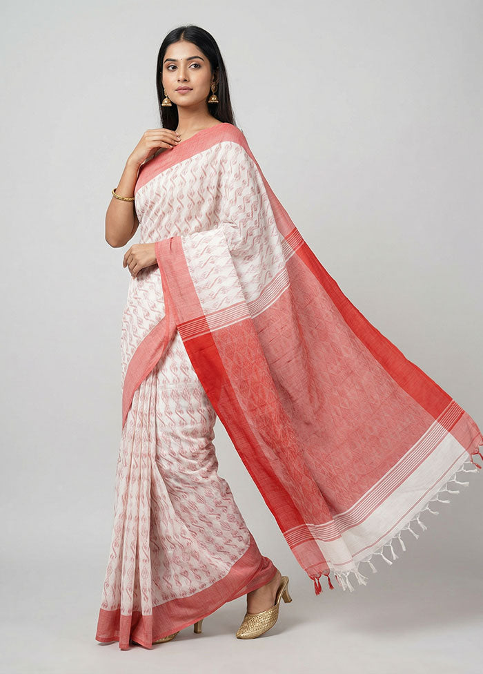 White Matka Silk Saree With Blouse Piece