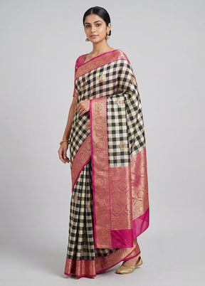 Multicolor Handloom Katan Pure Silk Saree With Blouse Piece