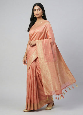 Pink Tissue Silk Saree With Blouse Piece