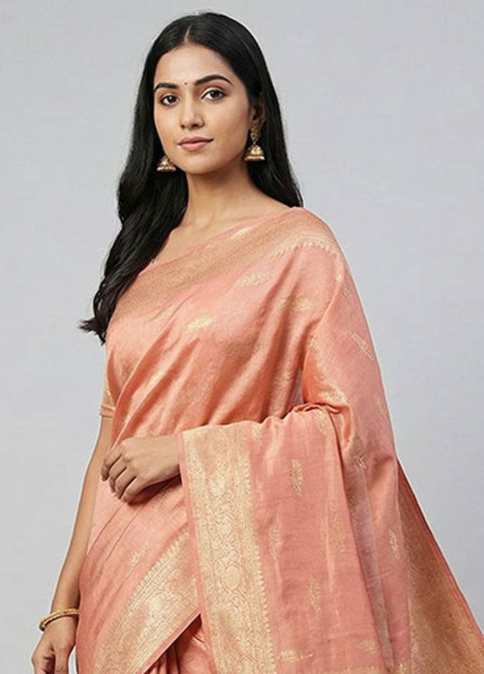 Pink Tissue Silk Saree With Blouse Piece