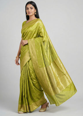 Green Tissue Silk Saree With Blouse Piece