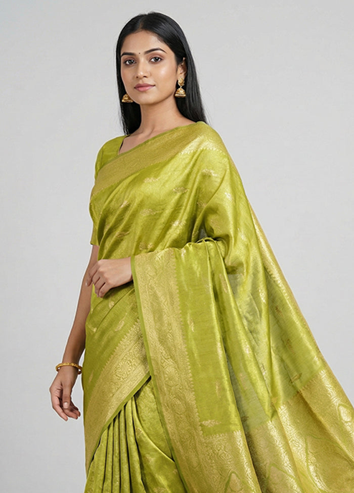 Green Tissue Silk Saree With Blouse Piece
