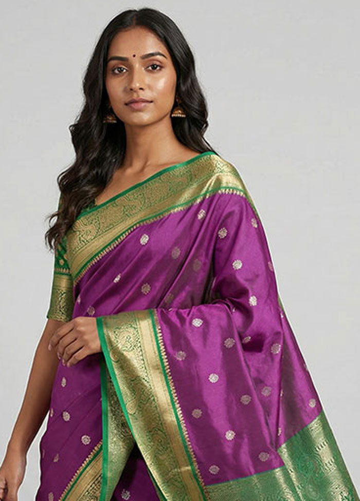 Pink Kanjivaram Silk Saree With Blouse Piece