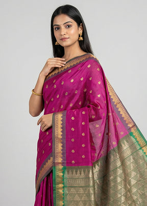 Pink Kanjivaram Silk Saree With Blouse Piece