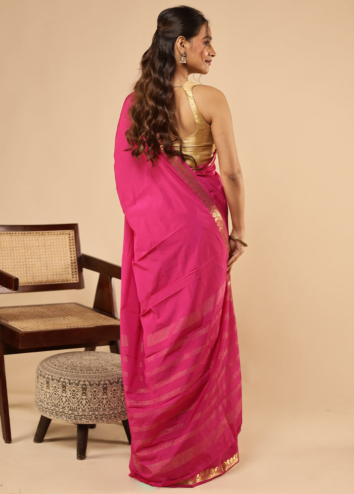 Pink Printed Silk Saree Without Blouse Piece