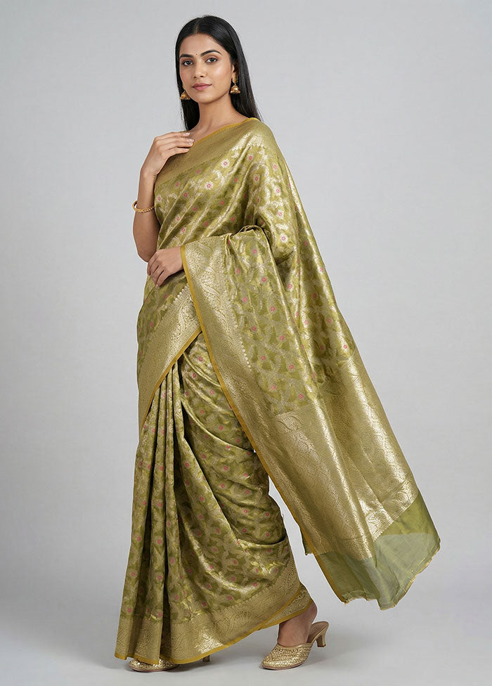 Green Kora Silk Saree With Blouse Piece