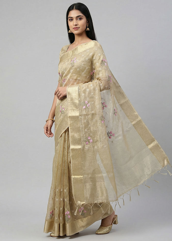 Gold Tissue Silk Saree With Blouse Piece