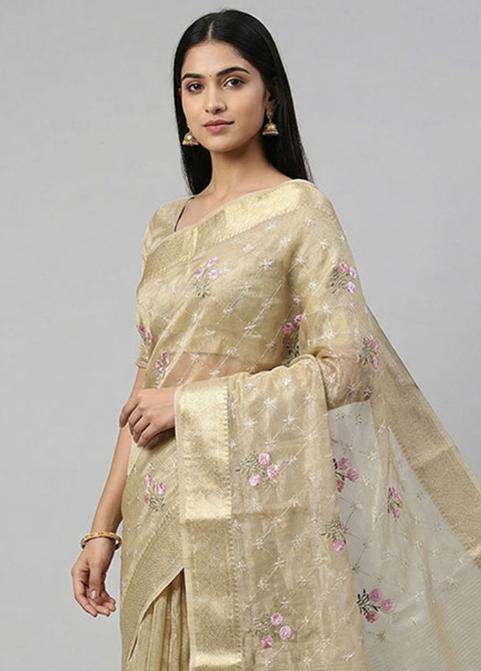 Gold Tissue Silk Saree With Blouse Piece