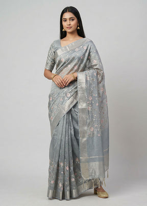 Cream Tissue Silk Saree With Blouse Piece