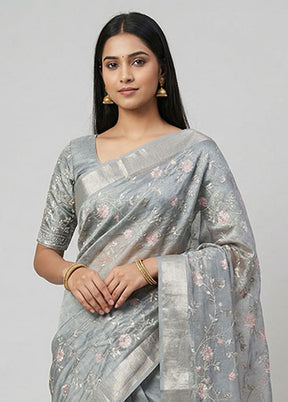 Cream Tissue Silk Saree With Blouse Piece