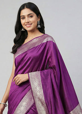 Purple Katan Silk Saree With Blouse Piece