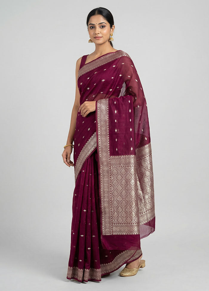 Purple Dupion Silk Saree With Blouse Piece