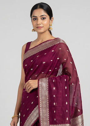 Purple Dupion Silk Saree With Blouse Piece