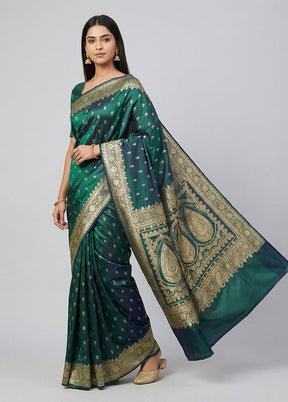 Green Banarasi Silk Saree With Blouse Piece