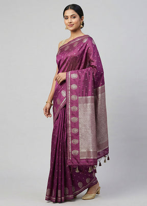 Purple Dupion Silk Saree With Blouse Piece