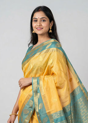 Yellow Kanjivaram Silk Saree With Blouse Piece