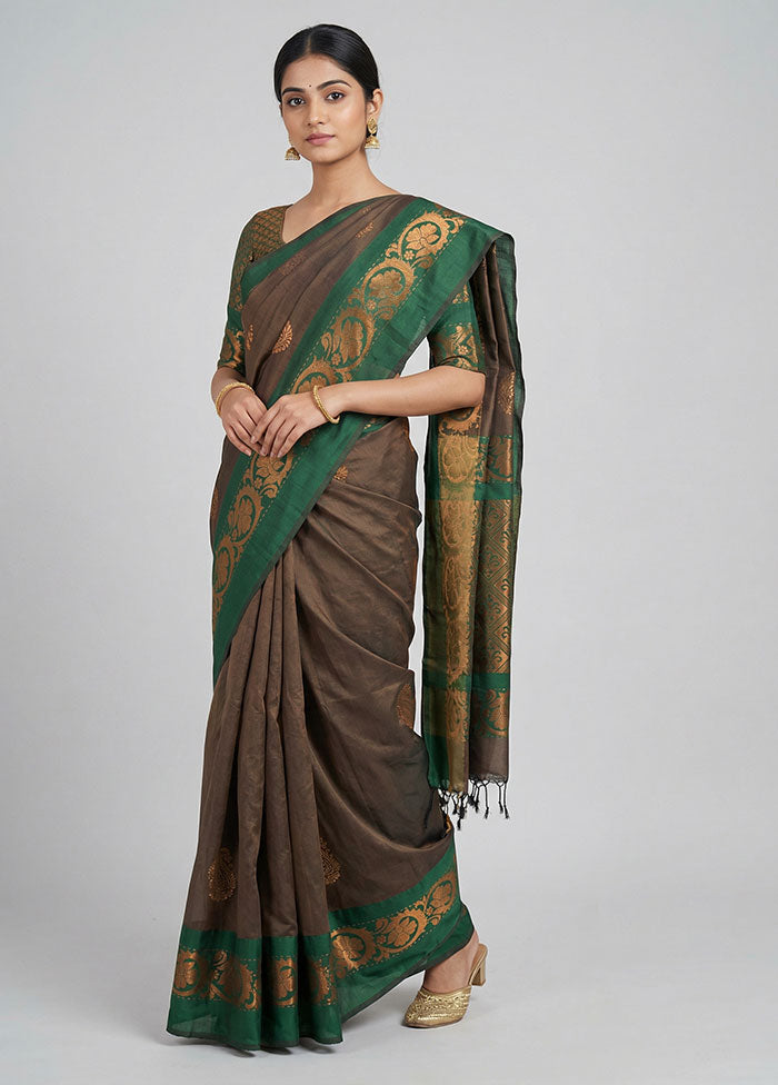 Green Kanjivaram Silk Saree With Blouse Piece