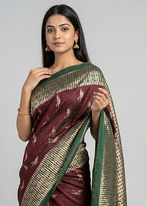 Maroon Kanjivaram Silk Saree With Blouse Piece