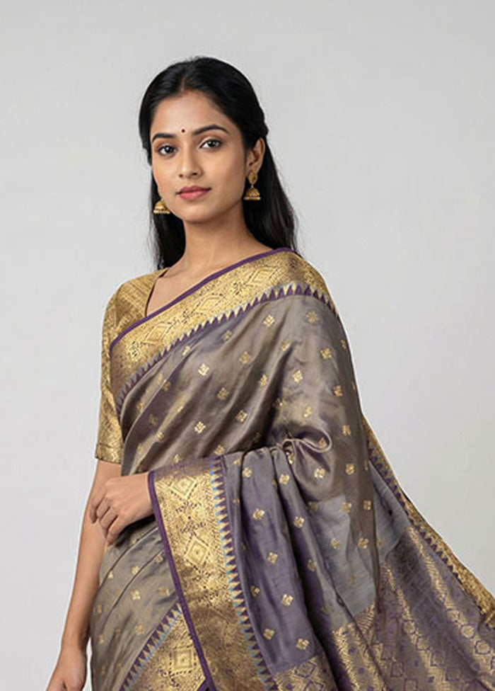 Cream Kanjivaram Silk Saree With Blouse Piece
