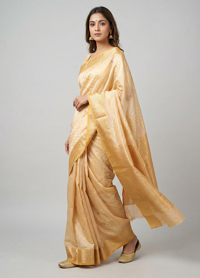 Orange Pure Cotton Saree With Blouse Piece