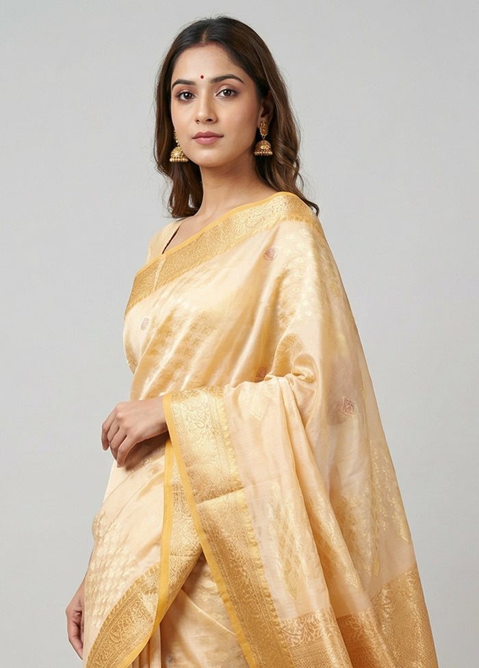 Orange Pure Cotton Saree With Blouse Piece