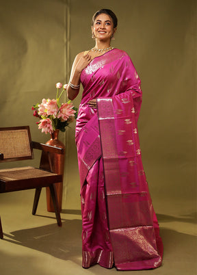 Pink Dupion Silk Saree With Blouse Piece
