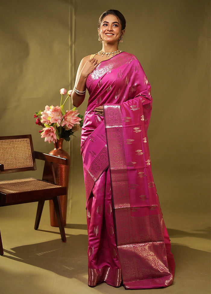 Pink Dupion Silk Saree With Blouse Piece
