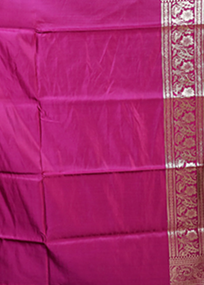 Pink Handloom Banarasi Pure Silk Saree With Blouse Piece