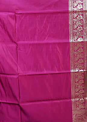 Pink Handloom Banarasi Pure Silk Saree With Blouse Piece