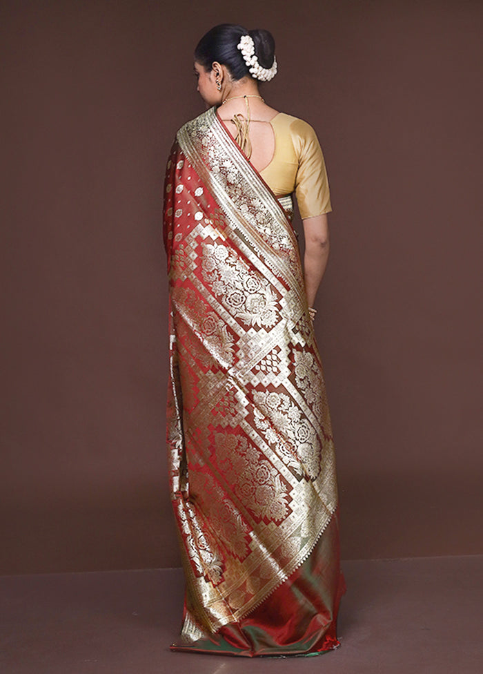 Green Handloom Banarasi Pure Silk Saree With Blouse Piece