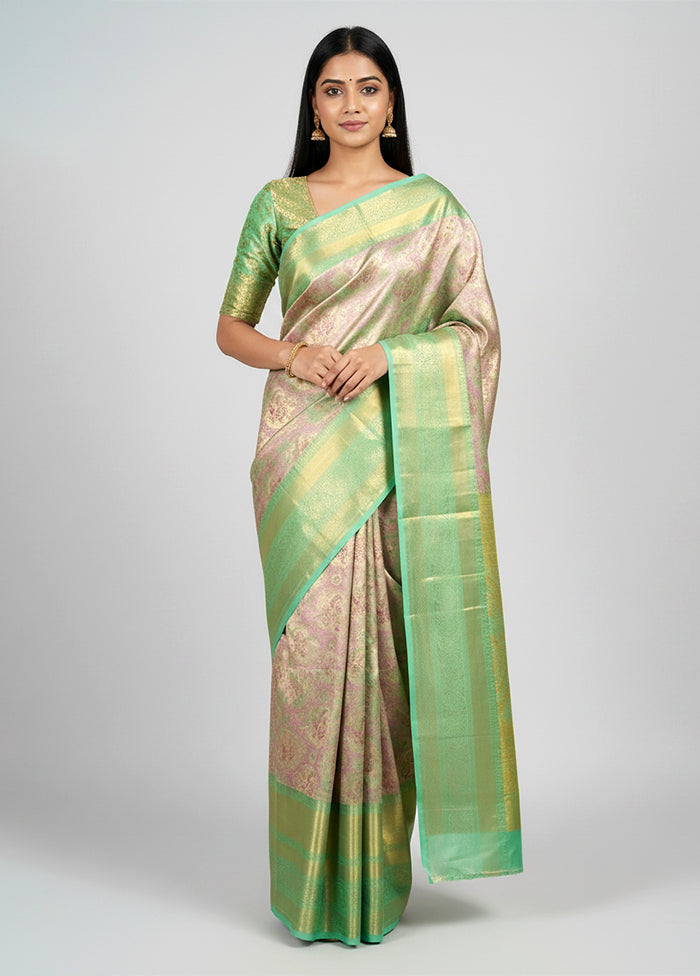 Green Handloom Kanchipuram Pure Silk Saree With Blouse Piece