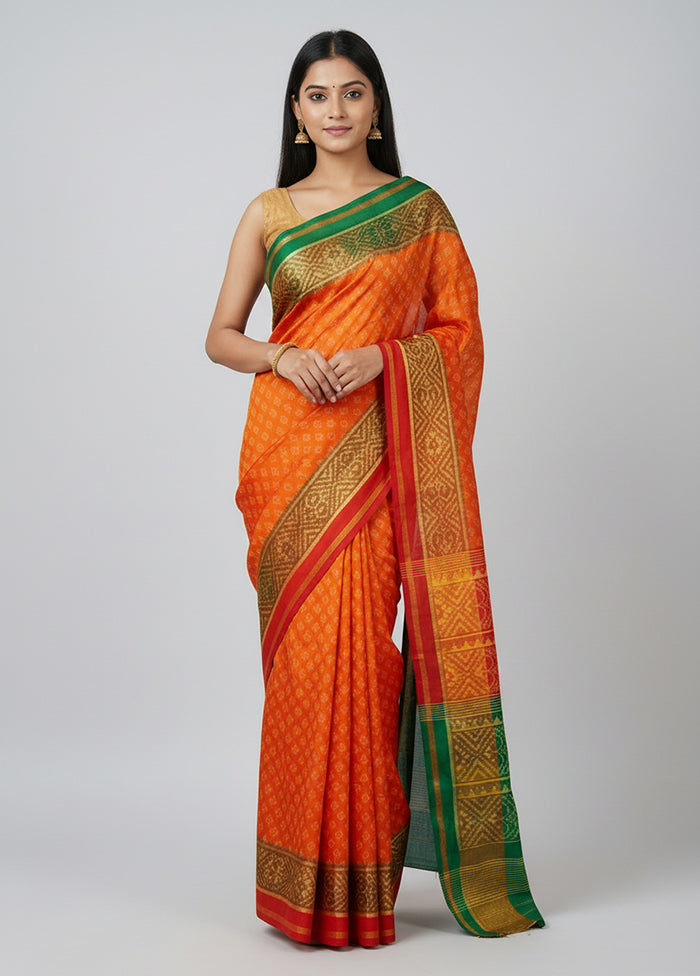 Multicolor Handloom Patola Pure Silk Saree With Blouse Piece