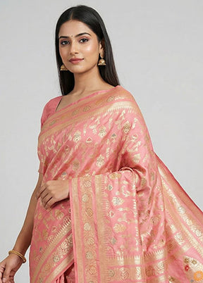 Pink Uppada Silk Saree With Blouse Piece
