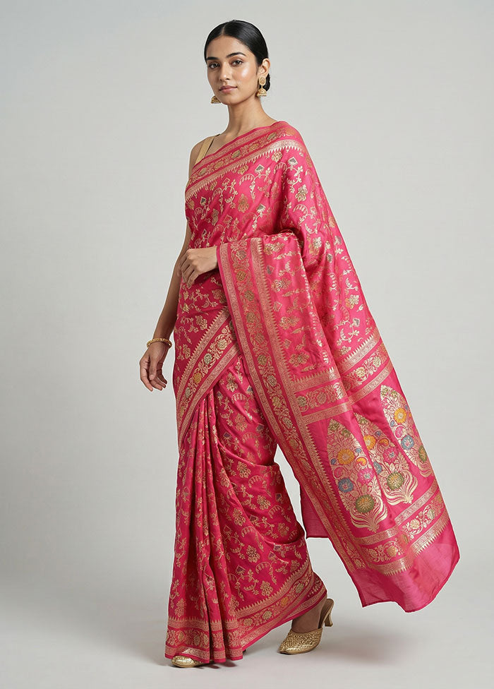 Red Uppada Silk Saree With Blouse Piece