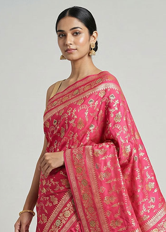 Red Uppada Silk Saree With Blouse Piece