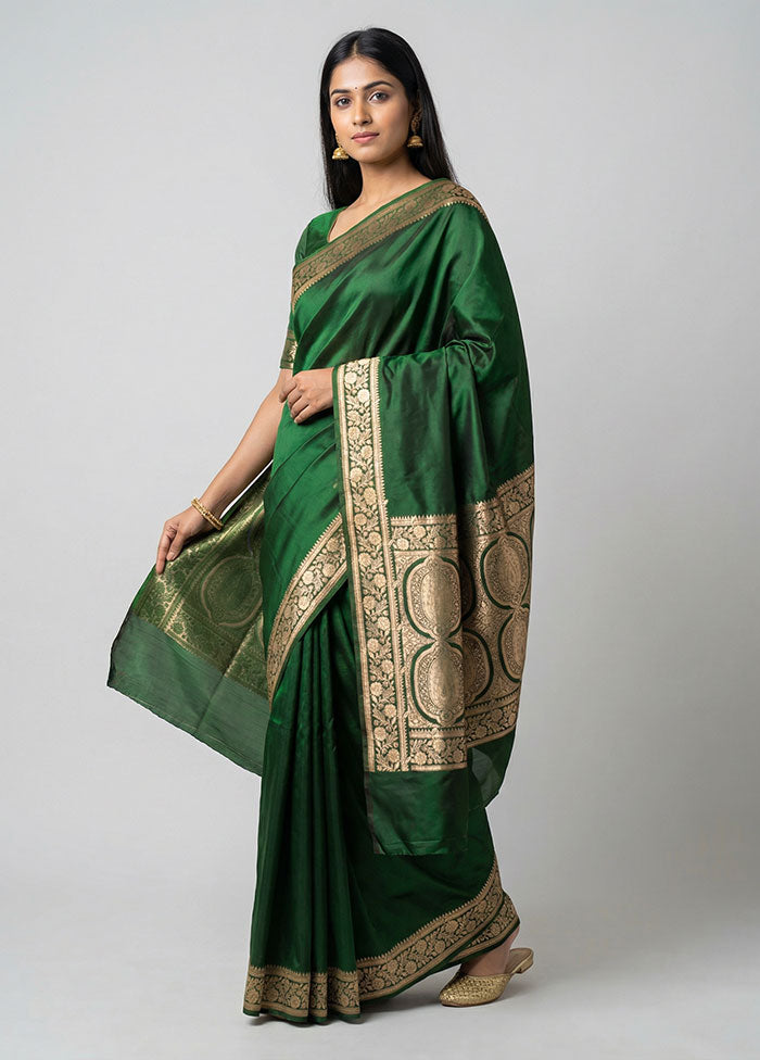 Black Banarasi Silk Saree With Blouse Piece
