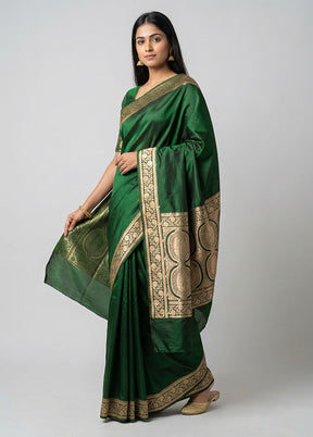 Black Banarasi Silk Saree With Blouse Piece