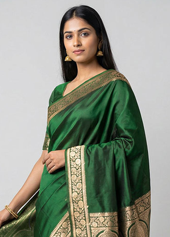 Black Banarasi Silk Saree With Blouse Piece
