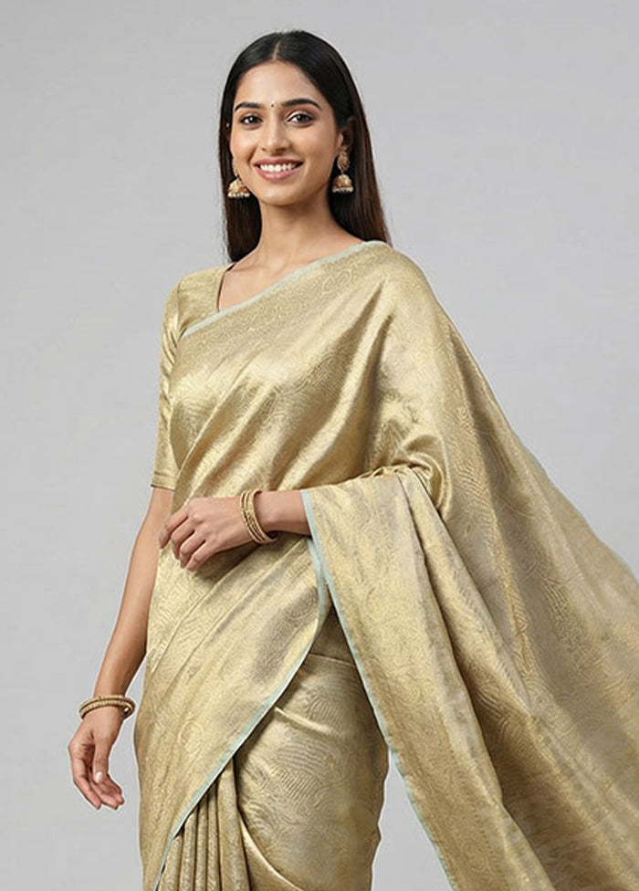 Green Tissue Silk Saree With Blouse Piece
